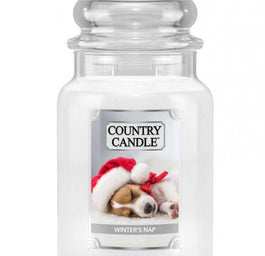 Country Candle Duża świeca zapachowa z dwoma knotami Winter's Nap 652g