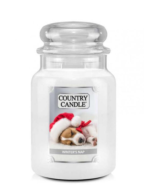 Country Candle Duża świeca zapachowa z dwoma knotami Winter's Nap 652g