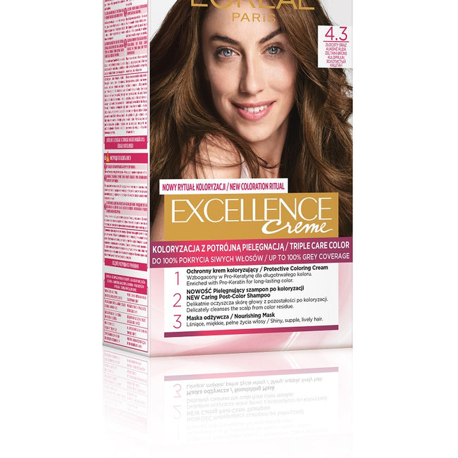 L'Oreal Paris Excellence Creme farba do włosów 4.3 Złocisty Brąz