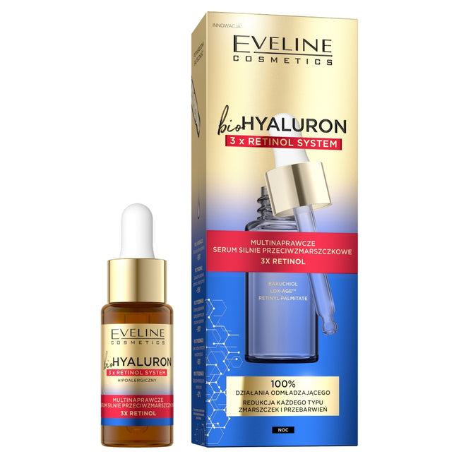 Eveline Cosmetics BioHyaluron 3 x Retinol multinaprawcze serum silnie przeciwzmarszczkowe 18ml