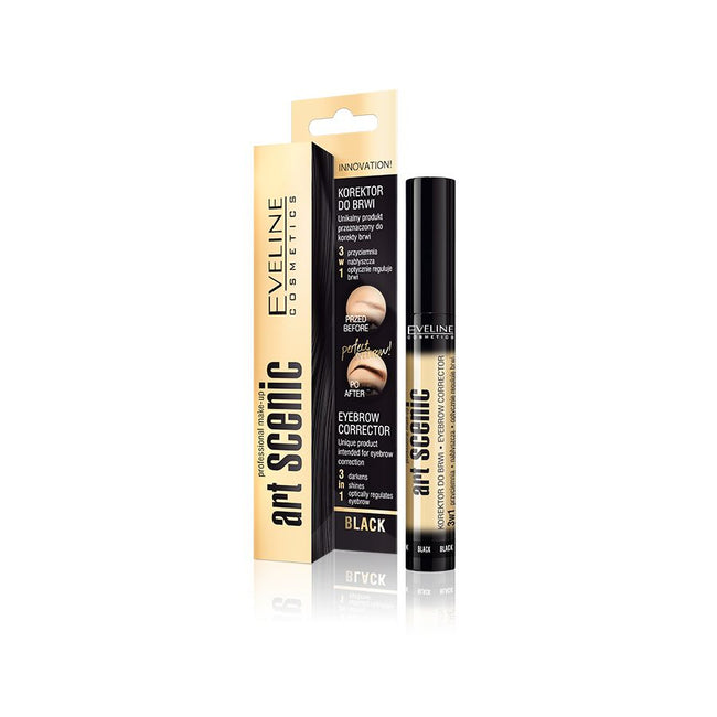 Eveline Cosmetics Art Scenic Eyebrow Corrector 3w1 korektor do brwi Black 10ml