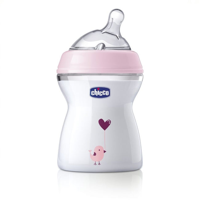 Chicco NaturalFeeling zestaw do karmienia butelka 150ml 0m+ + butelka 250ml 2m+ + smoczek PhysioForma Comfort 0m+ Różowy