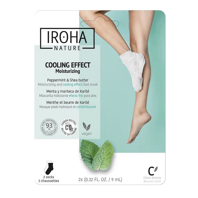 IROHA nature Moisturizing and Cooling Effect Foot Mask nawilżająco-chłodząca maseczka do stóp w formie skarpet Peppermint & Shea Butter 2x9ml