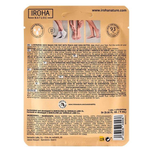 IROHA nature Repair Foot Mask regenerująca maseczka do stóp w formie skarpet
Peach & Shea Butter 2x9ml