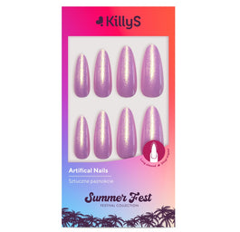 KillyS Summer Fest sztuczne paznokcie Long Almond Lavender Mermaid 24szt,