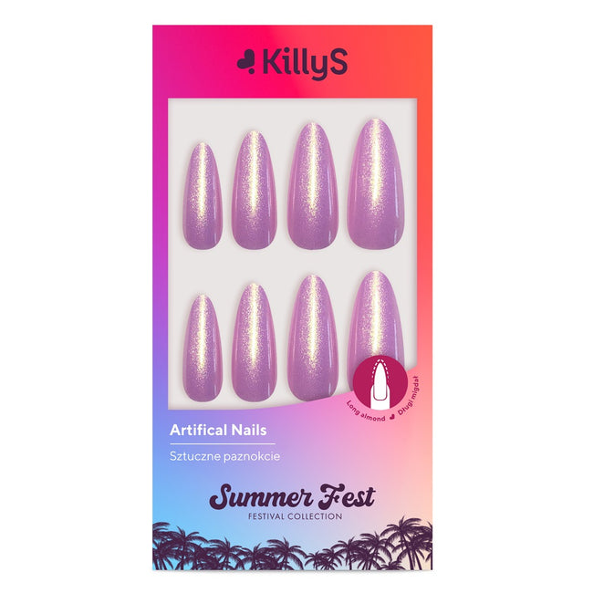 KillyS Summer Fest sztuczne paznokcie Long Almond Lavender Mermaid 24szt,