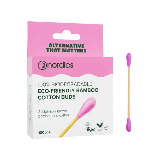 Nordics Bamboo Cotton Buds patyczki bambusowe Pink 100szt.