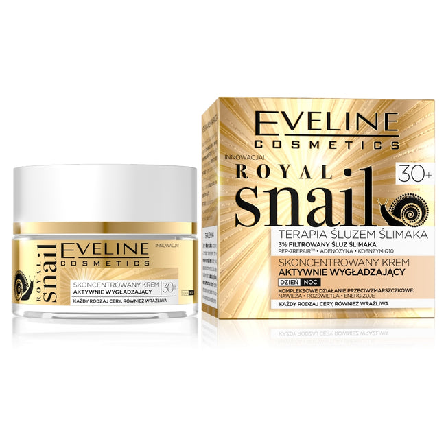 Eveline Cosmetics Royal Snail 30+ skoncentrowany krem aktywnie wygładzający na dzień i na noc 50ml