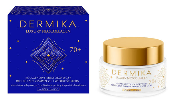 Dermika Luxury Neocollagen 70+ kolagenowy krem odżywczy do redukcji zmarszczek i wiotkości skóry na dzień i na noc 50ml