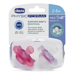 Chicco PhysioForma smoczek silikonowy uspokajający Mini Soft 2-6m Girl 2szt