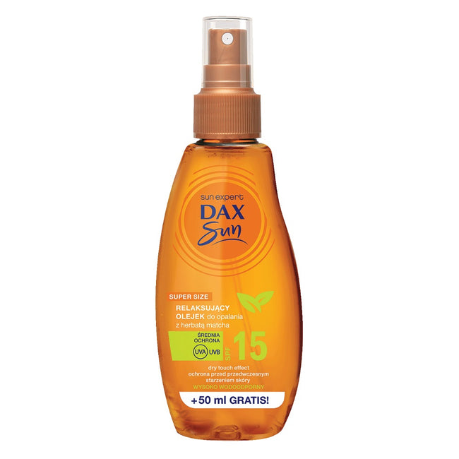 Dax Sun Relaksujący olejek do opalania z herbatą matcha SPF15 200ml