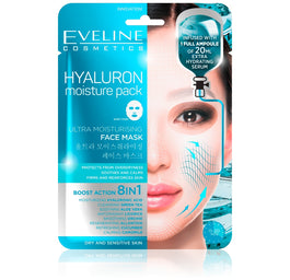 Eveline Cosmetics Hyaluron Moisture Pack ultranawilżająca maska z kwasem hialuronowym na tkaninie 20ml