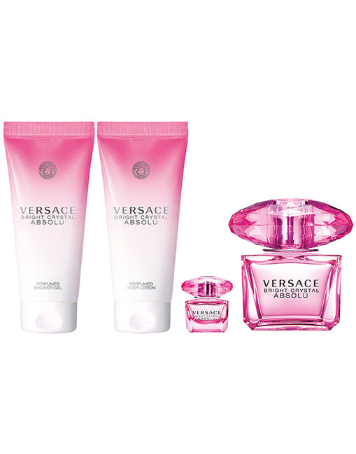 Versace Bright Crystal Absolu zestaw woda perfumowana spray 90ml + woda perfumowana 5ml + balsam do ciała 100ml + żel pod prysznic 100ml