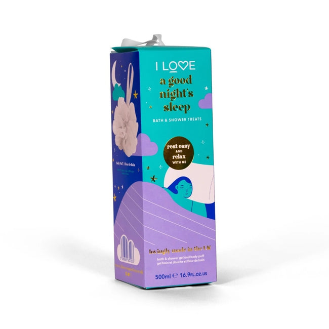 I Love A Good Night's Sleep zestaw żel do kąpieli i pod prysznic 500ml + myjka do ciała
