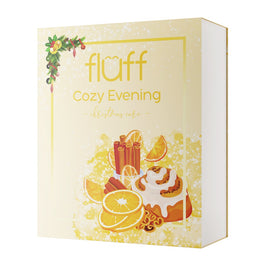Fluff Cozy Evening zestaw mgiełka do ciała i pościeli o zapachu pomarańczy z cynamonem 100ml + balsam do ciała o zapachu pomarańczy z cynamonem 150ml