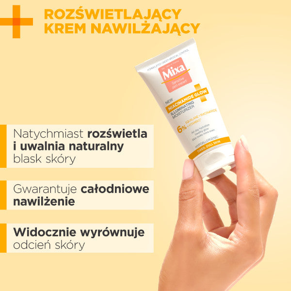 MIXA Niacinamide Glow rozświetlający krem nawilżający z niacynamidem i witaminą C 50ml