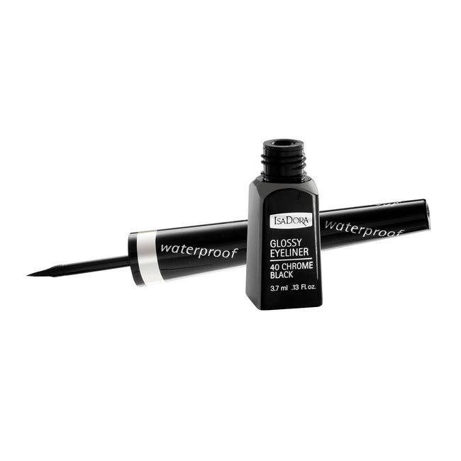 Isadora Glossy Eyeliner wodoodporny eyeliner w płynie 40 Chrome Black 3.7ml