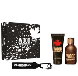 Dsquared2 Wood Pour Homme zestaw woda toaletowa spray 100ml + żel pod prysznic 100ml + breloczek