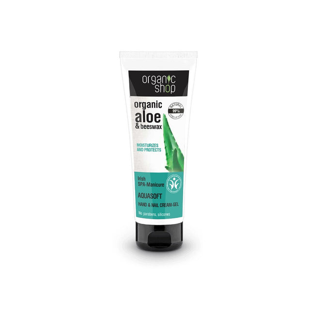 Organic Shop Irish SPA-Manicure Aquasoft Hand & Nail Cream-Gel nawilżający krem do rąk i paznokci Aloe & Beeswax 75ml