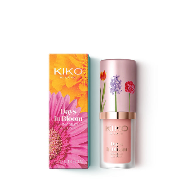 KIKO Milano Days In Bloom 3-In-1 Silky All-Over uniwersalny fluid 3w1 o naturalnym promiennym wykończeniu 03 Creative Peach 4ml