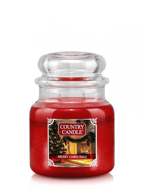 Country Candle Średnia świeca zapachowa z dwoma knotami Merry Christmas 453g
