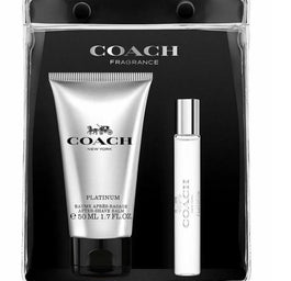 Coach Platinum zestaw woda perfumowana spray 7.5ml + balsam po goleniu 50ml + kosmetyczka