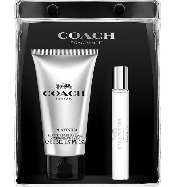 Coach Platinum zestaw woda perfumowana spray 7.5ml + balsam po goleniu 50ml + kosmetyczka