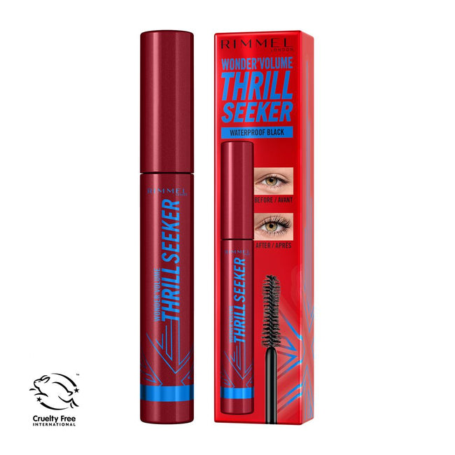 Rimmel Wonder'Volume Thrill Seeker wodoodporny i zwiększający objętość tusz do rzęs 003 Waterproof Black 8ml