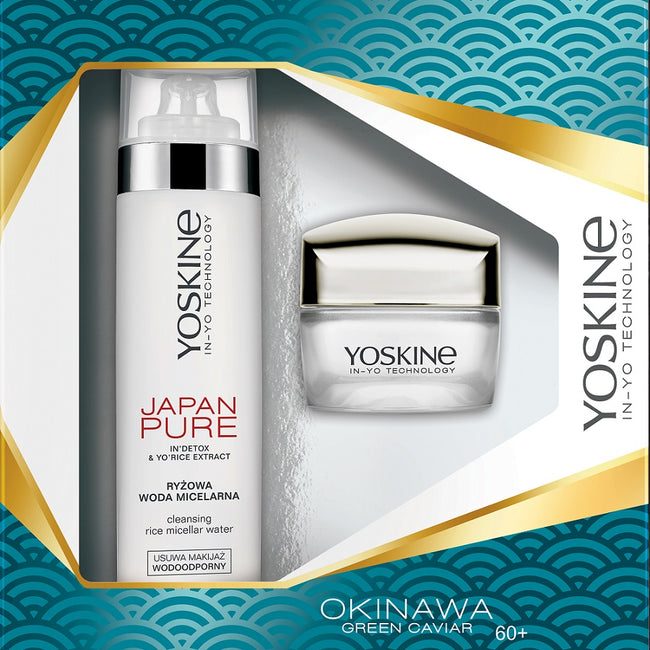 Yoskine Okinawa Green Caviar zestaw krem na dzień i noc 60+ 50ml + Japan Pure ryżowa woda micelarna 200ml