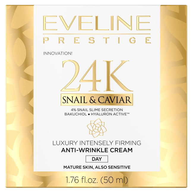 Eveline Cosmetics Prestige 24k Snail&Caviar luksusowy intensywnie ujędrniający krem przeciwzmarszczkowy na dzień 50ml