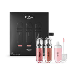 KIKO Milano Glossy Lip Set zestaw nawilżający błyszczyk do ust 2x6.5ml + pielęgnacyjny krem do ust z efektem powiększenia objętości 6.5ml