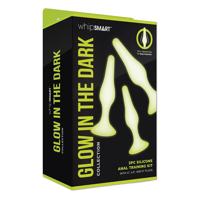 Whipsmart Glow In The Dark Silicone Anal Training zestaw świecących w ciemności korków analnych White