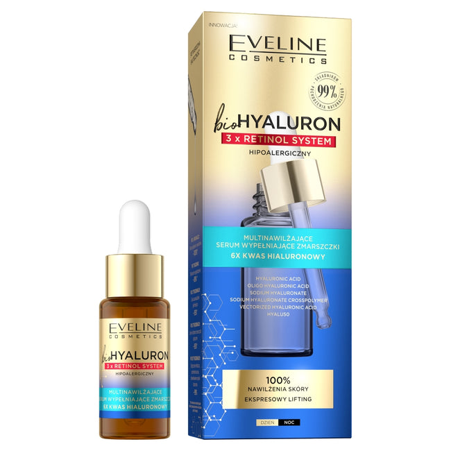 Eveline Cosmetics BioHyaluron 3 x Retinol multinawilżające serum wypełniające zmarszczki 18ml