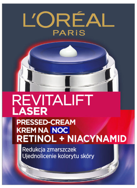 L'Oreal Paris Revitalift Laser Pressed Cream przeciwzmarszczkowy krem do twarzy na noc Retinol i Niacynamid 50ml