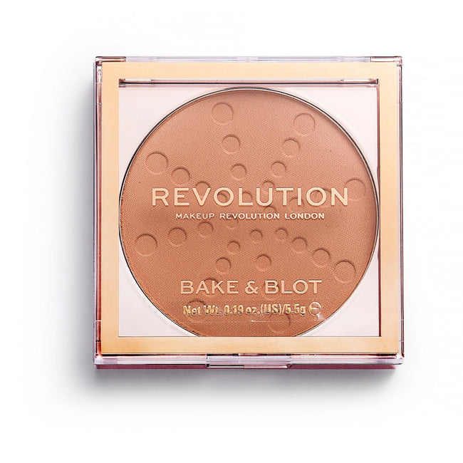 Makeup Revolution Bake & Blot matujący puder prasowany w kamieniu Peach 5.5g