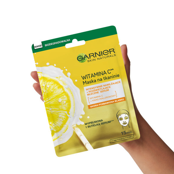 Garnier Skin Naturals Vitamin C Sheet Mask nawilżająca maska na tkaninie z witaminą C 28g