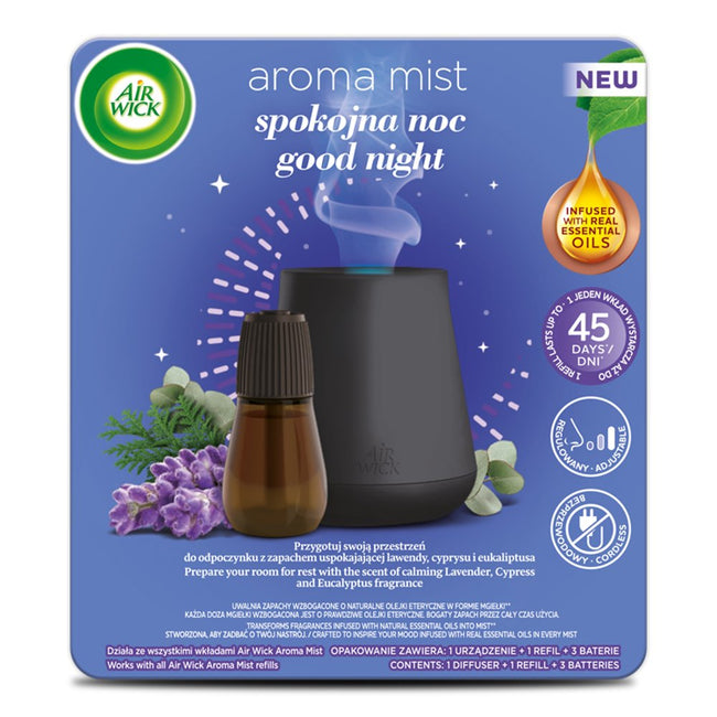 Air Wick Aroma Mist automatyczny odświeżacz powietrza + wkład o zapachu spokojna noc 20ml