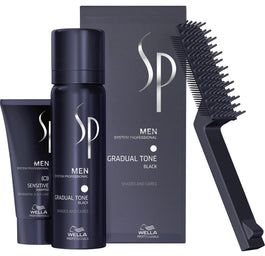 Wella Professionals SP Men Gradual Tone Black zestaw do stopniowej eliminacji siwizny pianka pigmentująca 60ml + łagodny szampon 30ml + szczoteczka