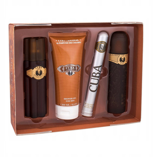 Cuba Original Cuba Gold zestaw woda toaletowa spray 100ml + woda toaletowa spray 35ml + żel pod prysznic 200ml + woda po goleniu 100ml