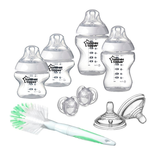 Tommee Tippee Closer To Nature zestaw startowy dla noworodka butelka 150ml x2 + butelka 260ml x2 + szczotka do butelek + smoczek 0-6m