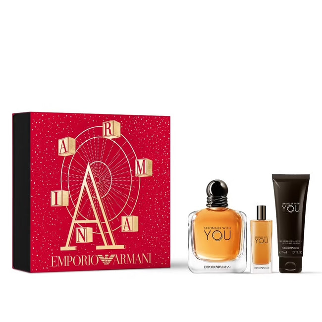Giorgio Armani Stronger With You zestaw woda toaletowa spray 100ml + woda toaletowa 15ml + żel pod prysznic 75ml