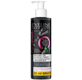 Eveline Cosmetics Facemed+ 3w1 matujący żel do mycia twarzy z aktywnym węglem i jagodami acai 200ml