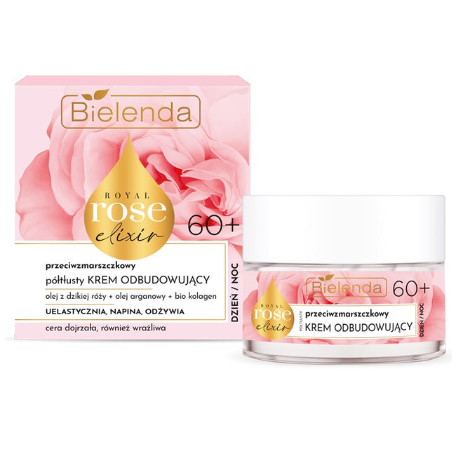 Bielenda Royal Rose Elixir przeciwzmarszczkowy półtłusty krem odbudowujący 60+ 50ml