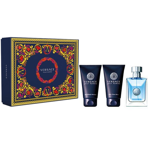 Versace Pour Homme zestaw woda toaletowa spray 50ml + balsam po goleniu 50ml + żel pod prysznic 50ml