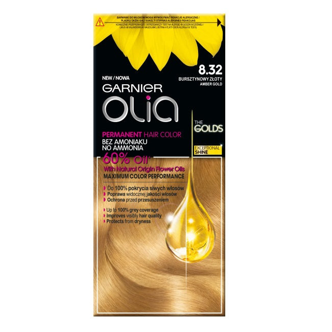 Garnier Olia farba do włosów 8.32 Bursztynowy Złoty