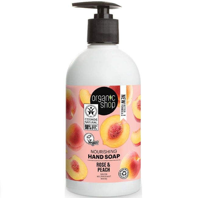 Organic Shop Rose Peach Hand Soap odżywcze mydło do rąk Rose & Peach 500ml