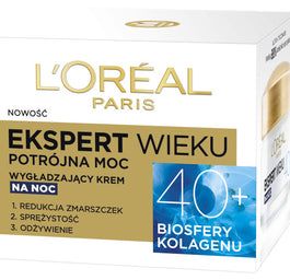 L'Oreal Paris Ekspert Wieku 40+ przeciwzmarszczkowy krem wygładzający na noc 50ml