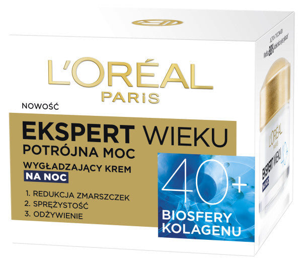 L'Oreal Paris Ekspert Wieku 40+ przeciwzmarszczkowy krem wygładzający na noc 50ml