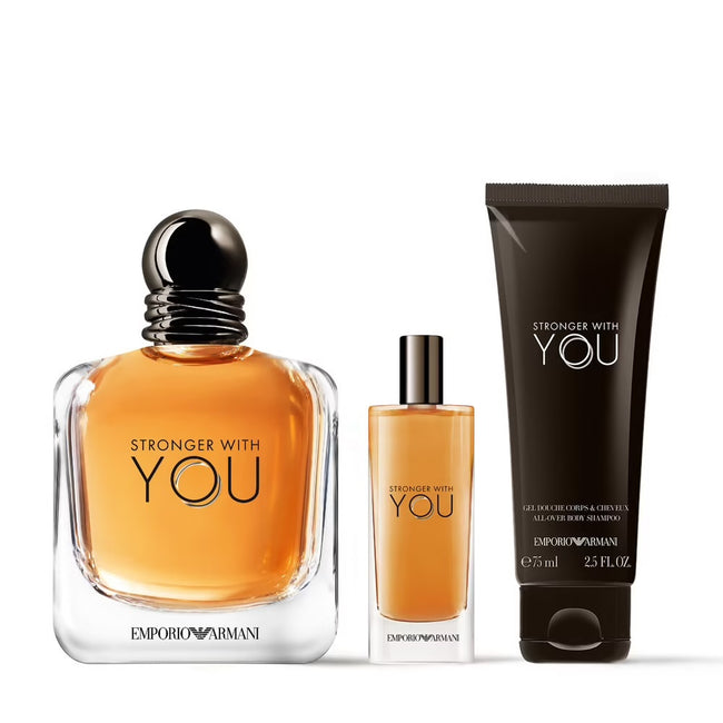Giorgio Armani Stronger With You zestaw woda toaletowa spray 100ml + woda toaletowa 15ml + żel pod prysznic 75ml