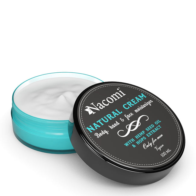Nacomi Natural Cream naturalny krem z olejem konopnym i ekstraktem z chmielu dla mężczyzn 100ml